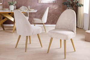 SET 2 SCAUNE, MIA CASA, DIN TEXTIL RAIAT BEJ SI CADRUL DIN METAL, ARTIM GROUP SELECTION