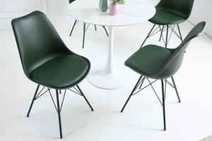 SET 4 SCAUNE, SCANDINAVIA, DIN METAL SI PIELE ECO VERDE