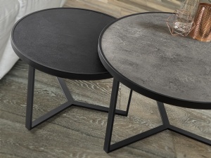 SET MASUTE DE CAFEA NAIRA, 71/55 CM, EFECT DE PIATRA NEAGRA/EFECT DE PIATRA GRI/NEGRU MAT, BLAT DIN MDF LAMINAT SI PICIOARE DIN METAL, STIL MODERN - Img 4