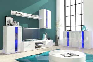 SET MODULAR CU LED LIVING LIFE ALB MAT/ALB LUCIOS - DESIGN MODERN