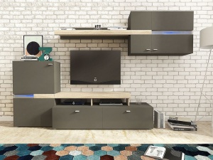 SET MODULAR LIVING CU LED JET STEJAR SONOMA/GRAFIT - DESIGN MODERN