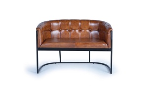 SOFA 2 LOCURI DIN PIELE SI STRUCTURA DIN METAL, MARO/NEGRU, ARTIM GROUP COLLECTION