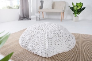 TABURET ALB DIN BUMBAC TRICOTAT MANUAL COSY IV 37752