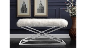 TABURET/BANCHETA 100CM, GLAMOUR, DIN TESATURA SI METAL, TUI, DESIGN MODERN