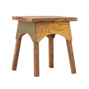 TABURET VISEL REF. 23808, DIN LEMN MASIV DE TEC, STIL VINTAGE, VIC