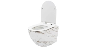 VAS DE TOALETA SUSPENDAT REA CARLOS SLIM MINI LAVA MAT, EFECT DE MARMURA ALBA MATA, DIN CERAMICA, CALITATE SUPERIOARA - Img 5