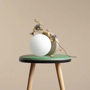 VEIOZA BALL S, 17 CM, BEJ, DIN STICLA SI METAL, STIL MODERN - Img 4