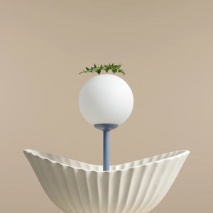 VEIOZA PINNE, 35 CM, ALBASTRA, DIN STICLA SI METAL, STIL MODERN - Img 2