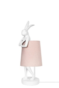 VEIOZA RABBIT ALB/ROZ, CONFECTIONATA DIN POLIRASINA SI METAL, STIL MODERN