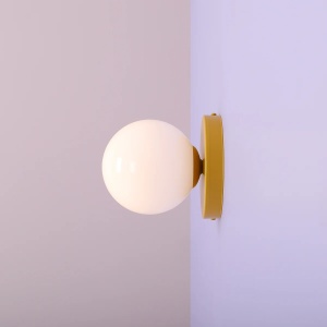 APLICA BALL II S, 15 CM, GALBEN, DIN STICLA SI METAL, STIL MODERN