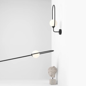 APLICA RIVA, 55 CM, NEAGRA, DIN STICLA SI METAL, STIL MODERN - Img 2