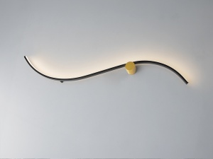 APLICA SILOE, 102 CM, AURIU/NEGRU MAT/OPAL, DIN METAL, ALUMINIU SI ACRIL, STIL MODERN - Img 2