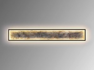 APLICA STONE, 100 CM, NEGRU MAT/GRI, DIN METAL SI ARDEZIE SINTETICA, STIL MODERN - Img 2