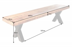 BANCUTA, IRON CRAFT 160CM, DIN LEMN MASIV SI METAL, DESIGN INDUSTRIAL - Img 5