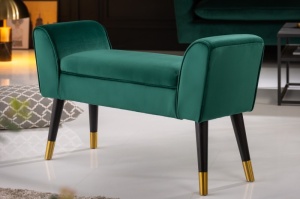 BANCUTA, SCARLETT 90CM, COD 40406, DIN METAL SI CATIFEA VERDE SMARALD, STIL MODERN