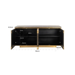 BUFET FINSBURY, CU 4 USI, NEGRU/AURIU, 7890, CONFECTIONAT DIN ALAMA, MDF, MARMURA NEAGRA, RICHMOND INTERIORS - Img 3