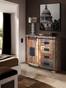 BUFET MADRAS 80CM, MARO/MULTICOLOR, DIN LEMN RECICLAT SI METAL, GINER Y COLOMER
