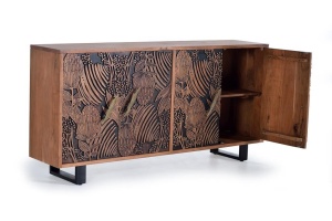 BUFET NOOR 190CM, MARO/NEGRU, DIN LEMN MASIV DE ACACIA, STIL VINTAGE GINER Y COLOMER - Img 6