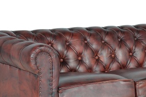 CANAPEA 200CM, MARO, DIN PIELE, STIL CHESTERFIELD, DESIGN CHESTERFIELD - Img 3
