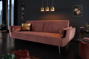 CANAPEA EXTENSIBILA 215CM, DIN CATIFEA ROZ/ AURIU, DESIGN MODERN, ARTIM GROUP SELECTION