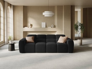 CANAPEA LISA, 4 LOCURI, 265 CM, NEGRU, TAPITERIE DIN CATIFEA, DESIGN DEOSEBIT