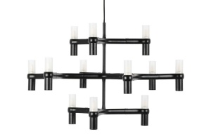 CANDELABRU CU LED-URI ATOMIC GRANDE, NEGRU, DIN METAL, STIL MODERN