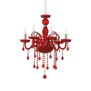 CANDELABRU GIUDECCA SP6, ROSU, DIN STICLA, STIL CLASIC