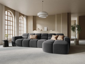 COLTAR LISA, DREAPTA, 5 LOCURI, 310 CM, GRI INCHIS, TAPITERIE DIN CATIFEA, DESIGN DEOSEBIT