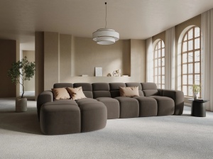 COLTAR LISA, STANGA, 5 LOCURI, 310 CM, MARO DESCHIS, TAPITERIE DIN CATIFEA, DESIGN DEOSEBIT