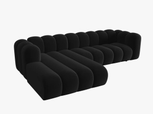COLTAR MODULAR LUPIN, STANGA, 4 LOCURI, 288 CM, NEGRU 19, TAPITERIE DIN CATIFEA, DESIGN DEOSEBIT - Img 3