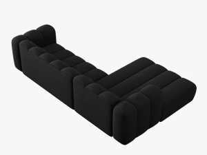 COLTAR MODULAR LUPIN, STANGA, 4 LOCURI, 288 CM, NEGRU 19, TAPITERIE CHENILLE, DESIGN DEOSEBIT - Img 5