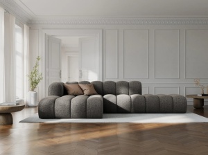 COLTAR MODULAR LUPIN, STANGA, 5 LOCURI, 294 CM, GRI 16, TAPITERIE CHENILLE, DESIGN DEOSEBIT