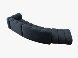 COLTAR SEMIROTUND LUPIN, STANGA, 5 LOCURI, 335 CM, ALBASTRU ROYAL 86, TAPITERIE CHENILLE, DESIGN DEOSEBIT - Img 4