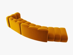 COLTAR SEMIROTUND LUPIN, STANGA, 5 LOCURI, 335 CM, GALBEN 10, TAPITERIE DIN CATIFEA, DESIGN DEOSEBIT - Img 3