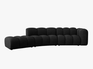 COLTAR SEMIROTUND LUPIN, STANGA, 5 LOCURI, 335 CM, NEGRU 19, TAPITERIE CHENILLE, DESIGN DEOSEBIT - Img 2
