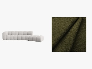 COLTAR SEMIROTUND LUPIN, STANGA/DREAPTA, 5 LOCURI, 335 CM, DIVERSE NUANTE, TAPITERIE BOUCLE, DESIGN DEOSEBIT - Img 5