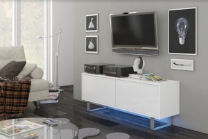 COMODA ALBA TV CU LED SI TELECOMANDA KING 1 - DESIGN MODERN