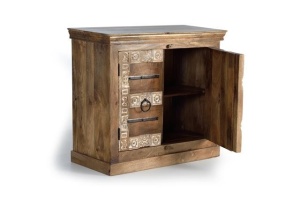 COMODA/BUFET 1351, NATURAL/ALB, DIN LEMN DE MANGO/DETALII METALICE, STIL VINTAGE G&C - Img 3