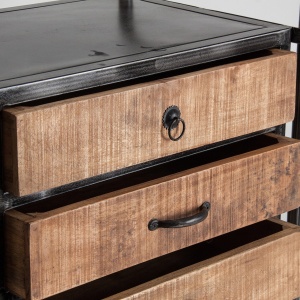 COMODA CU SERTARE TARAKAN, 27887, CULOARE NEGRU/NATURAL, STIL INDUSTRIAL, DIN FIER SI LEMN DE ULM, VIC - Img 4