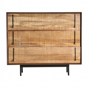 COMODA CU SERTARE TRAP REF. 29672, NEGRU/ NATURAL, STIL CONTEMPORAN, DIN FIER SI LEMN MASIV DE MANGO, PRODUS DETASABIL, VIC