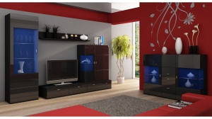 COMODA NEAGRA CU LED SI TELECOMANDA JENA - DESIGN MODERN