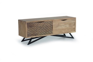 COMODA TV 1093, MARO/NEGRU, DIN LEMN DE ACACIA SI METAL, STIL INDUSTRIAL G&C - Img 7