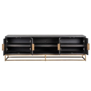 COMODA TV BLACKBONE BRASS, 200 CM, NEGRU/AURIU ANTICHIZAT, DIN FURNIR DE STEJAR SI METAL, RICHMOND INTERIORS - Img 3