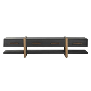 COMODA TV CAMBON, 240 CM, NEGRU/BRONZ, DIN FURNIR DE STEJAR SI METAL, RICHMOND INTERIORS - Img 2