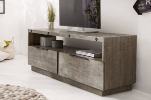 COMODA TV, FINCA 150CM, COD 40447, METAL SI LEMN PIN GRI, DESIGN INDUSTRIAL