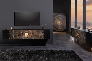 COMODA TV, GOLDEN SUNSET 160CM, LEMN DE MANGO, NEGRU/AURIU, ARTIM GROUP - Img 3