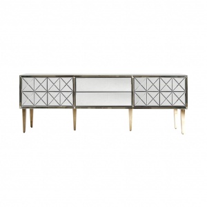 COMODA TV SAANEN REF. 25760, DIN METAL SI STICLA, STIL VINTAGE, VIC