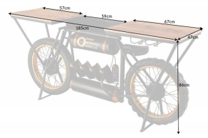 CONSOLA DEOSEBITA, MOTOCICLETA 185CM, DIN LEMN MASIV SI CADRUL DIN METAL - Img 6