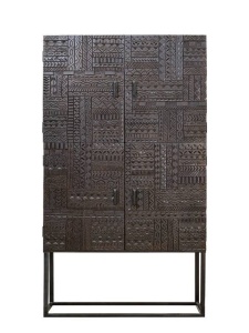DULAP HIEROGLYPH 176CM, MARO/NEGRU, DIN LEMN DE MANGO SI METAL, STIL VINTAGE/INDUSTRIAL G&C