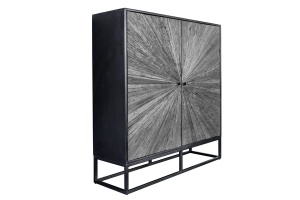 DULAP LIVING 120CM, BARRACUDA, GRI/NEGRU, DIN LEMN MASIV DE MANGO, LEMN DE TEC RECICLAT SI METAL - Img 3